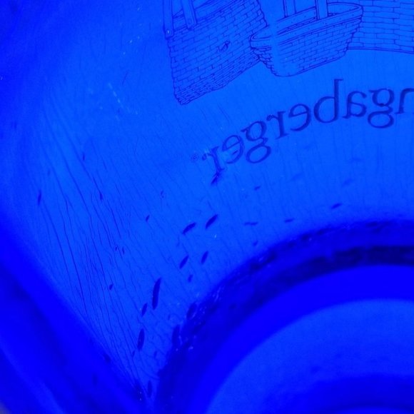 Longaberger Plastic Mug Cup Glass Latte Footed Blue Cobalt Royal Bright 16 Ounce - Picture 8 of 11